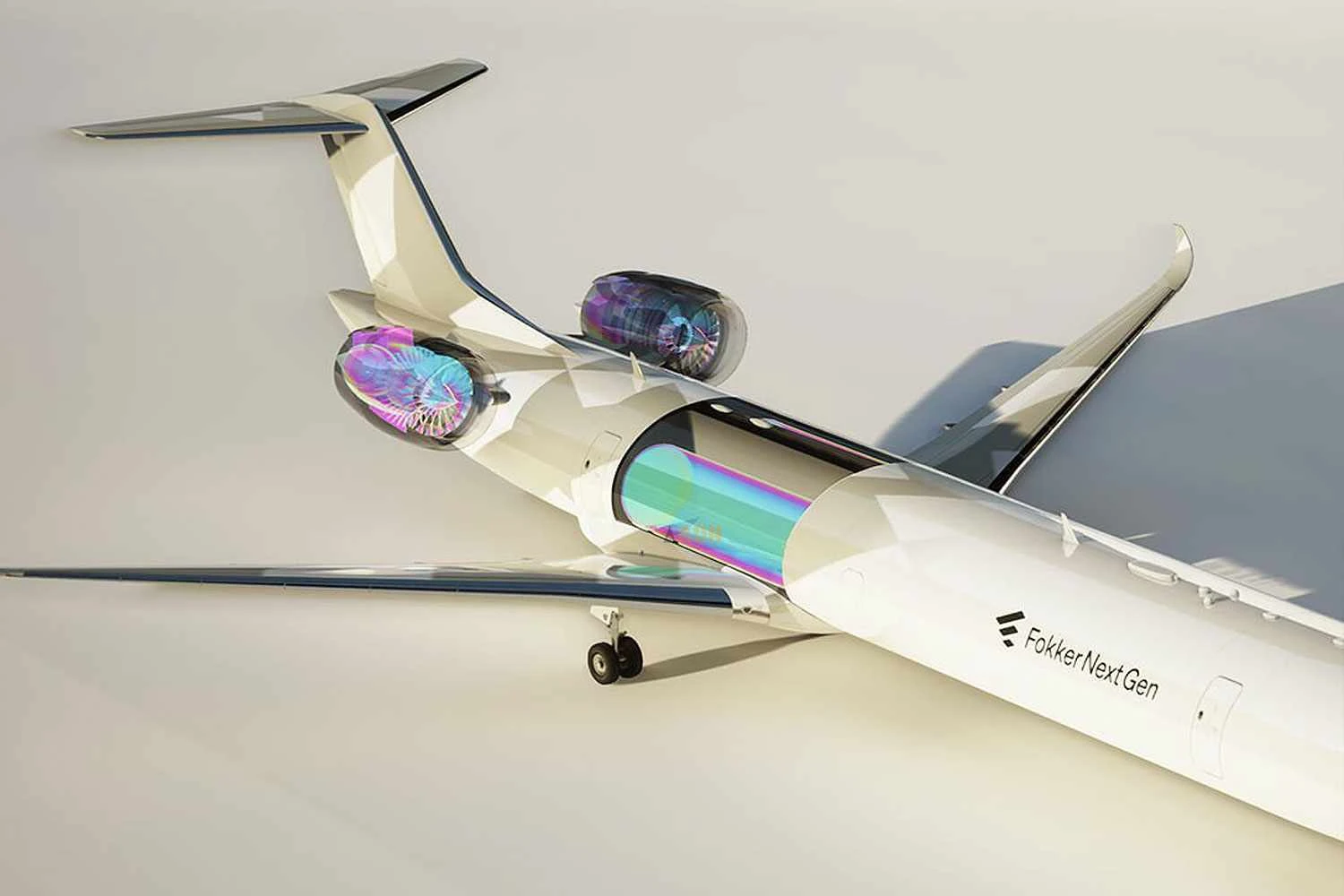 As with other projects of its kind, the hydrogen-powered Fokker will transport fuel in fuselage tanks (FNG)