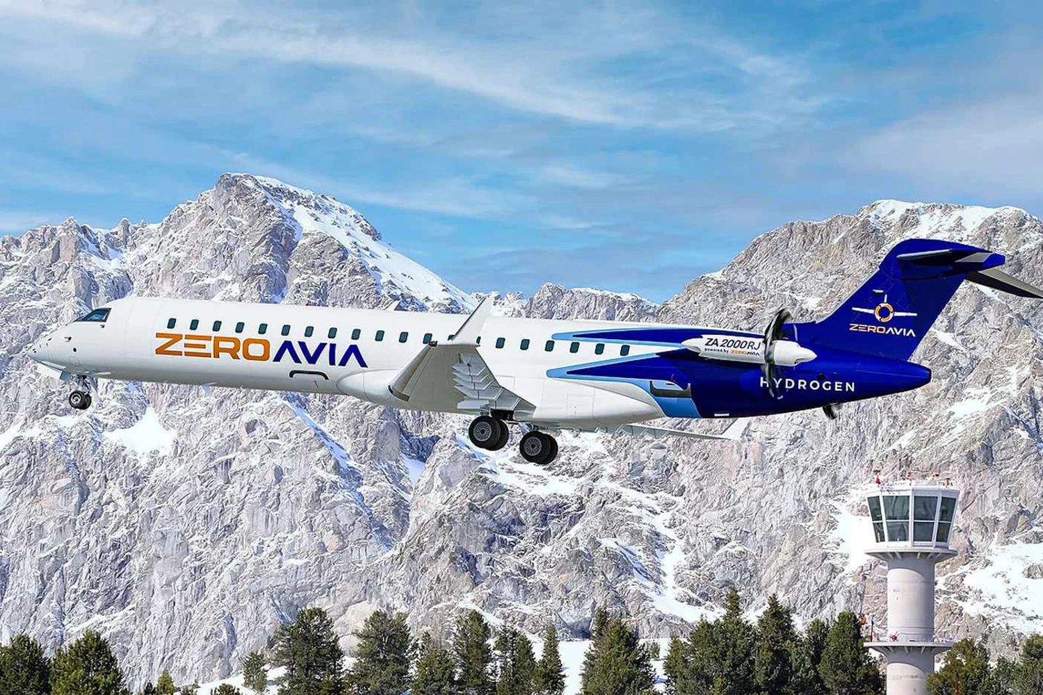 CRJ 700 converted with ZA2000RJ engines rendering (ZeroaVia)