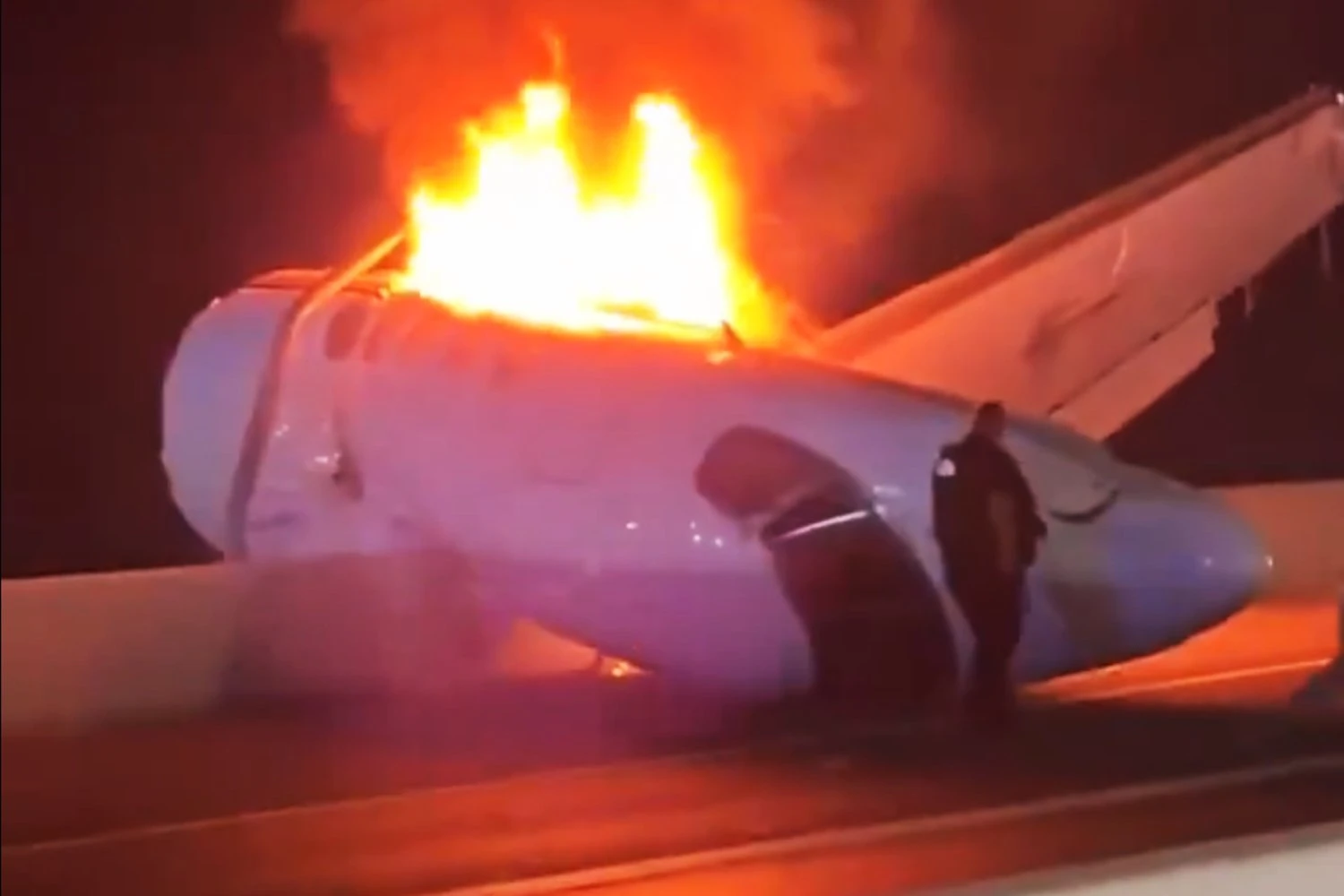Executive jet caught fire while occupants were being rescued | SOCIAL MEDIA