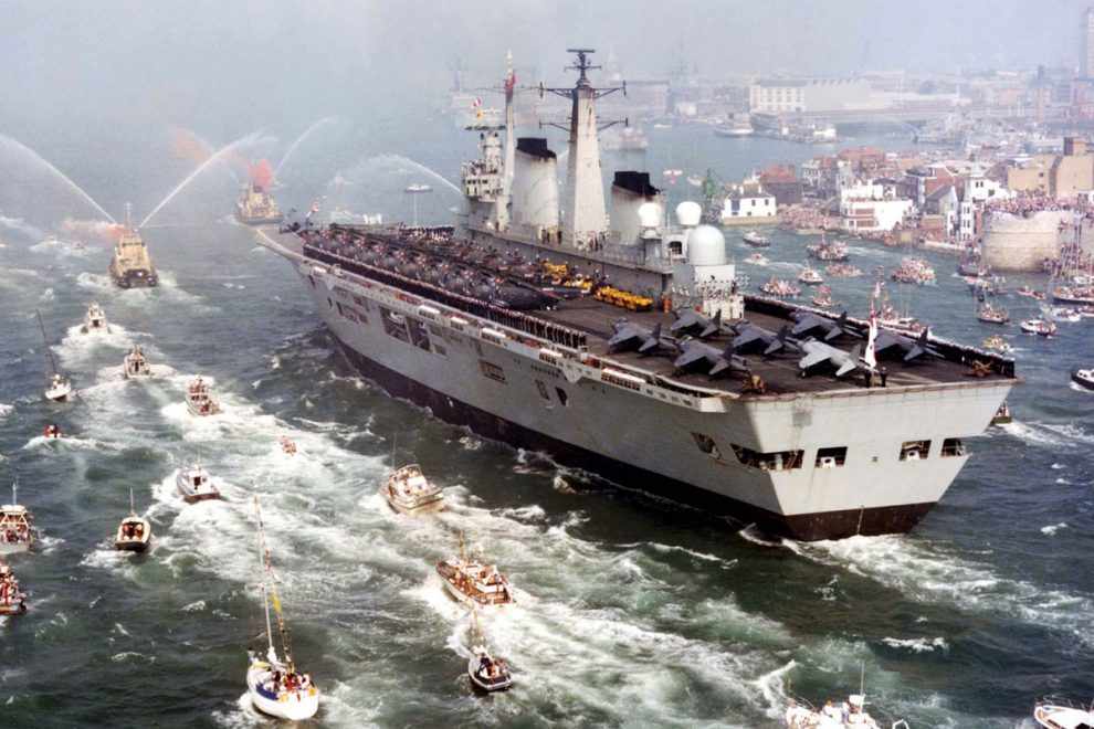 The Hms Invincible Aircraft Carrier Returns To The Uk After Won The War