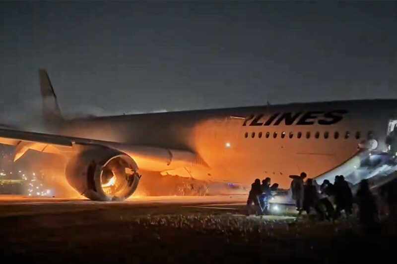 JAL Airbus A350-900 Destroyed By Fire After Colliding With Turboprop In ...