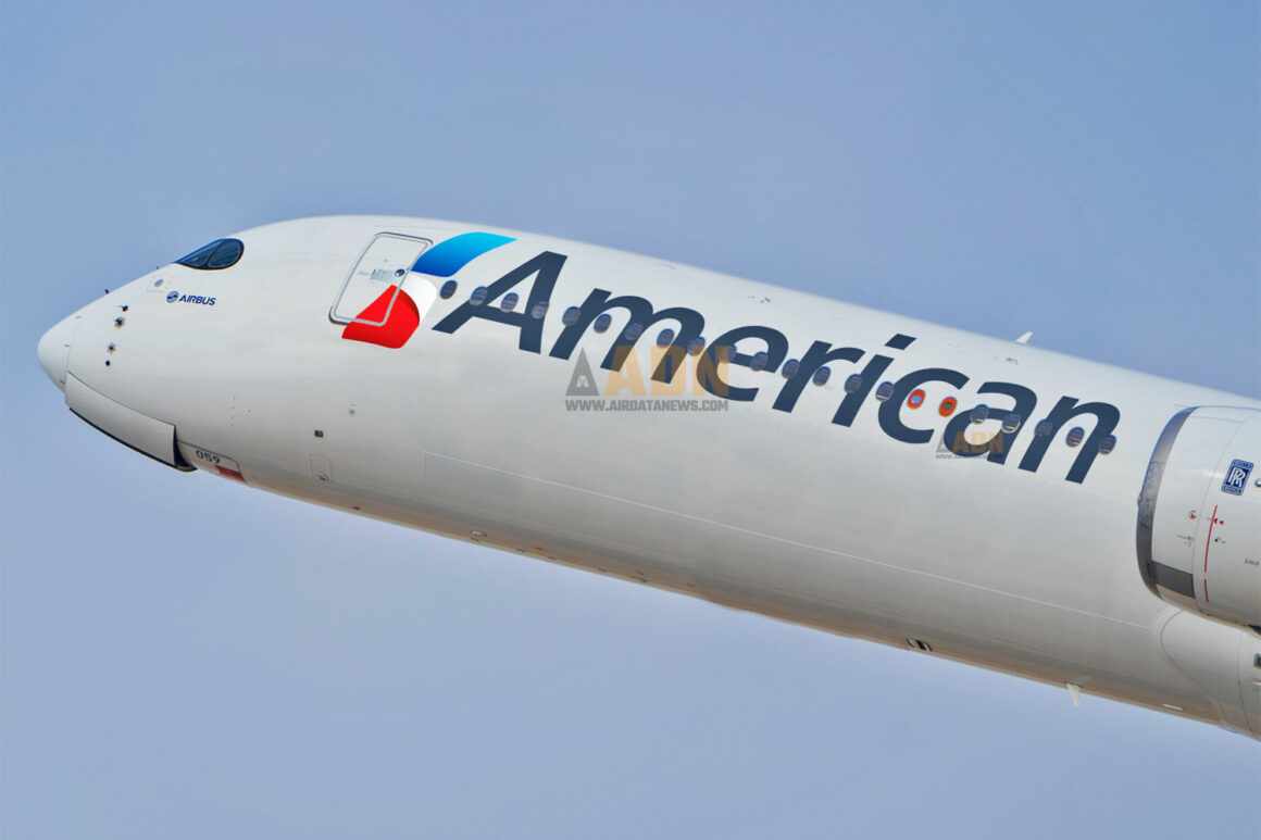 Photomontage of an A350 with American livery