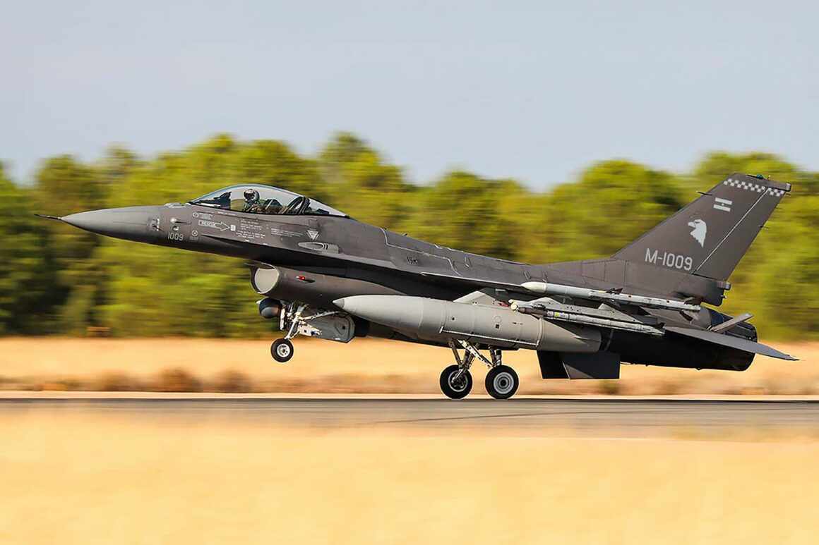 F-16 fighter with Argentine markings