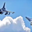 Gripen fighter and the unmanned aircraft