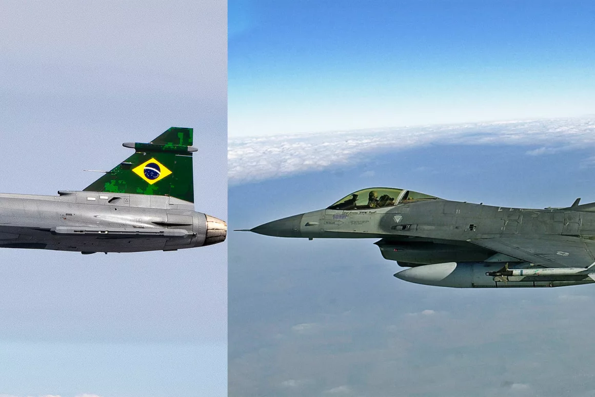 Brazilian Air Force Gripen and US Air Force F-16C