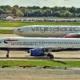 A British Airways Airbus A320 and a Virgin Atlantic A330-300