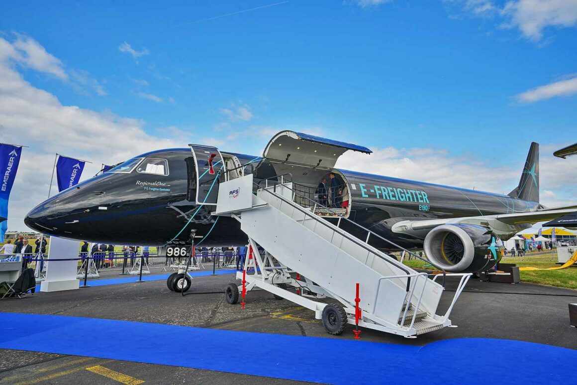 E190F freighter in Farnborough