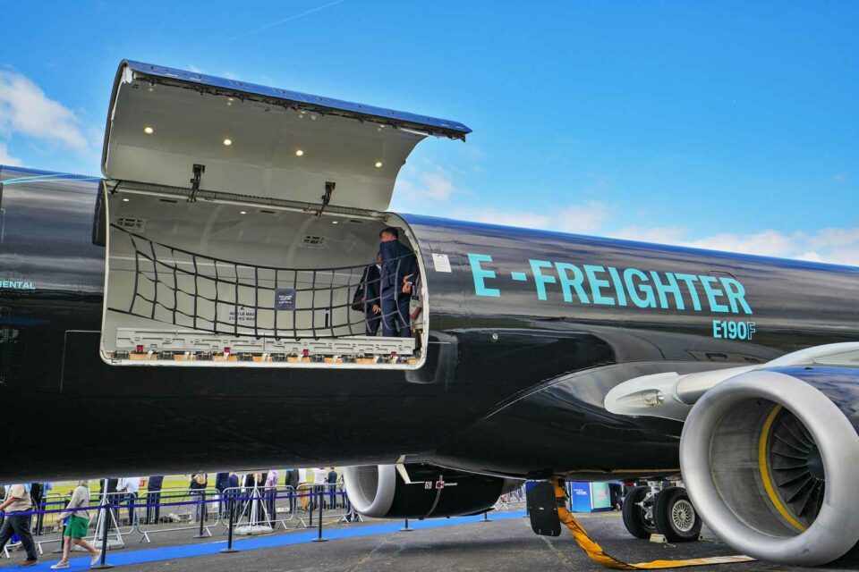 E190F freighter in Farnborough