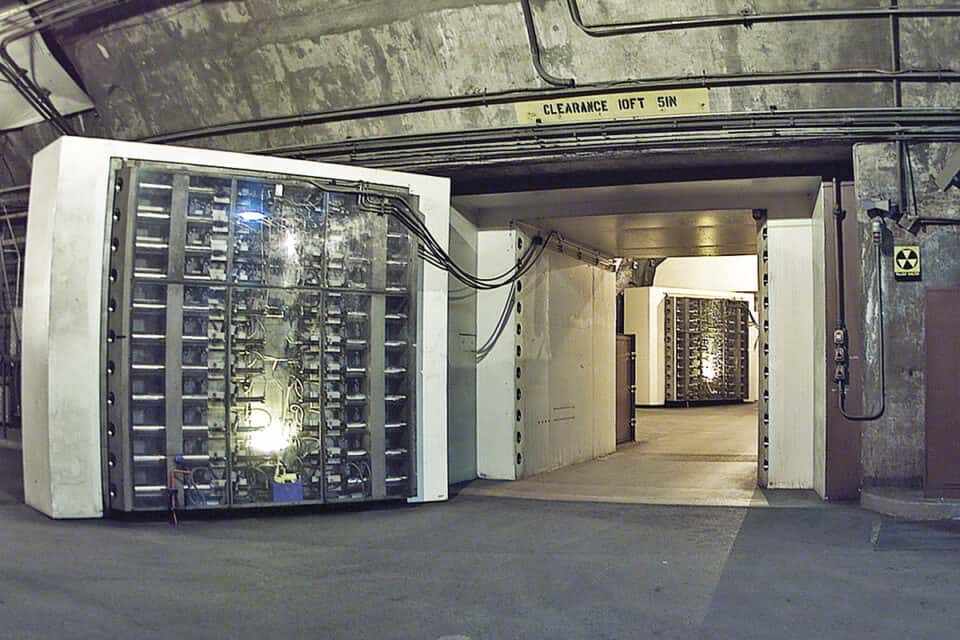 The massive doors of NORAD on Cheyenne Mountain (USAF)