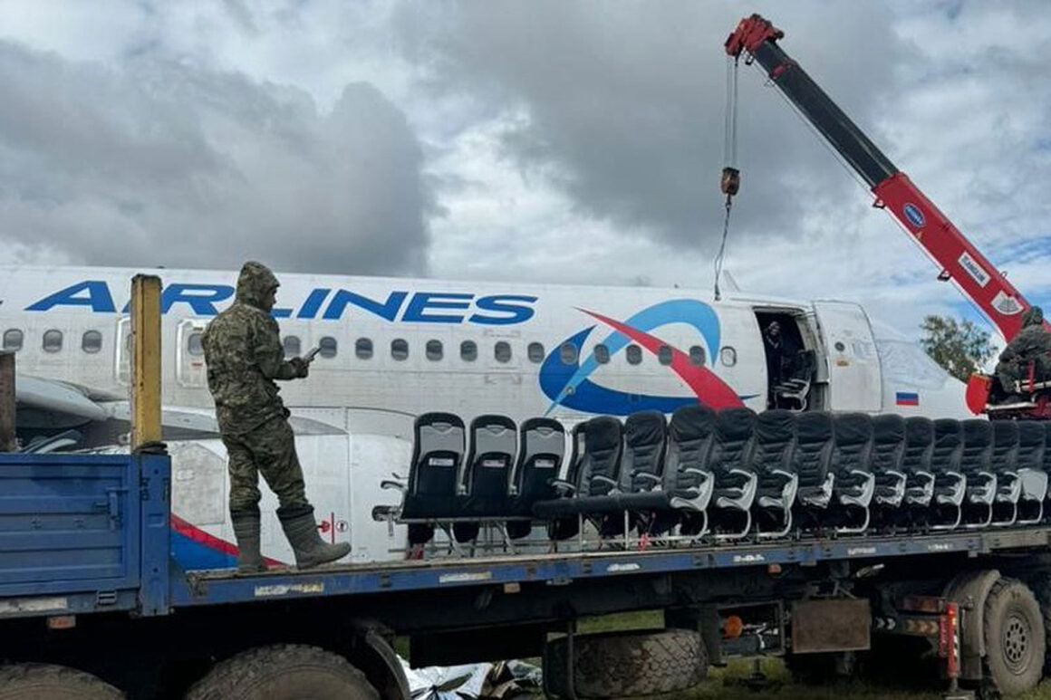 Ural A320 seats being removed