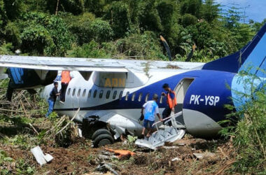 Trigana Air ATR 42-500 after the runway excursion