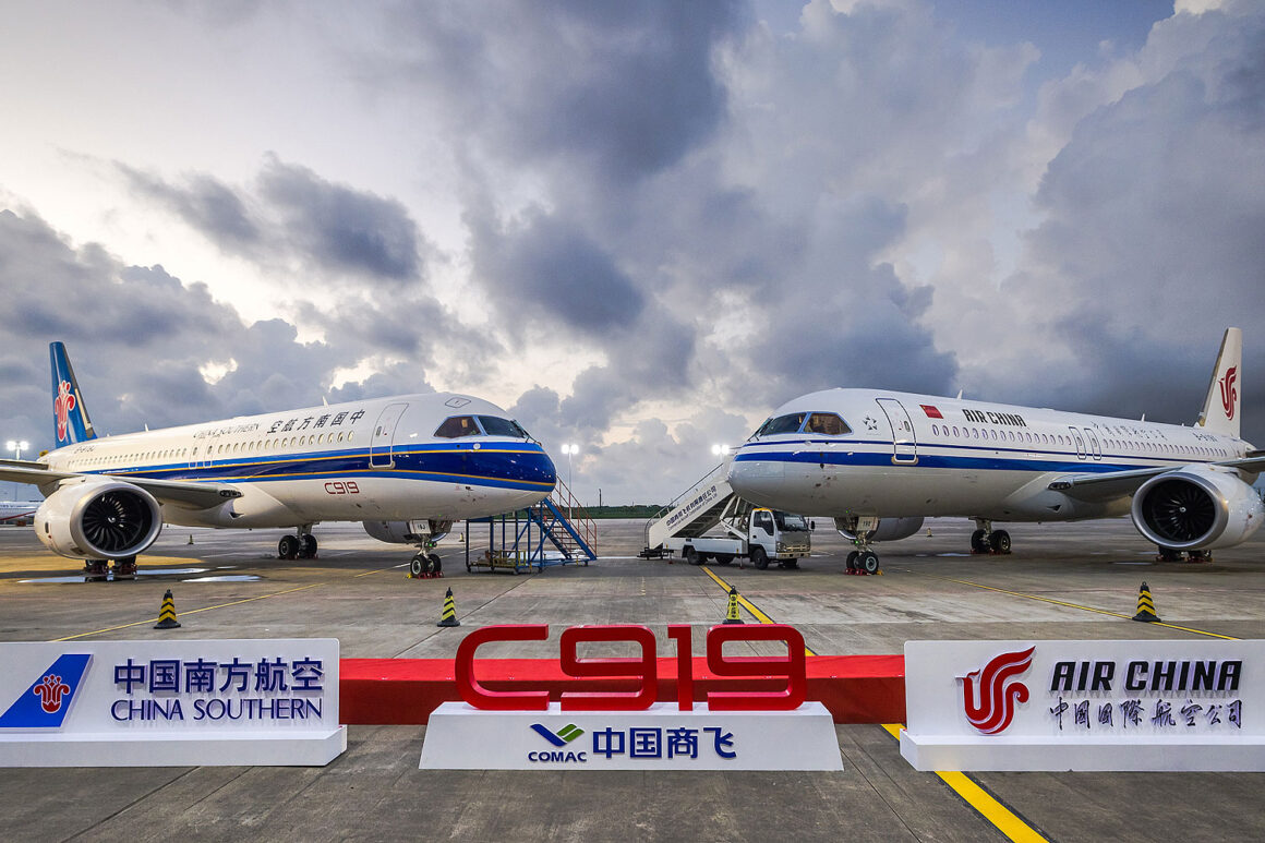 COMAC C919 aircraft from China Southern and Air China