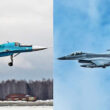 Russian Su-34 and a Ukrainian F-16 (UAF/UAC)