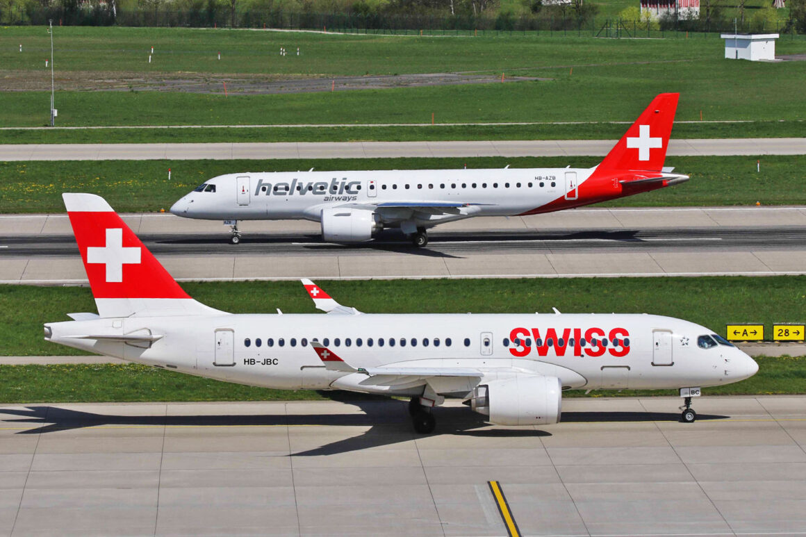 Helvetic Airways E190-E2 and a Swiss A220-100