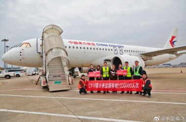 China Eastern Airlines celebrates the one millionth passenger boarding the C919