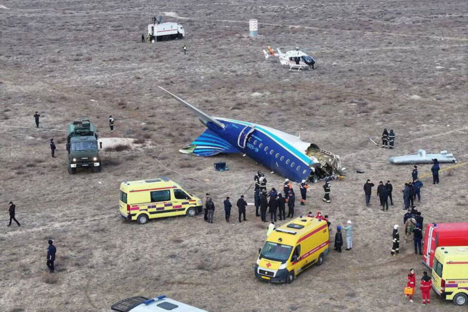 The rear fuselage of the E190, where several passengers were evacuated alive