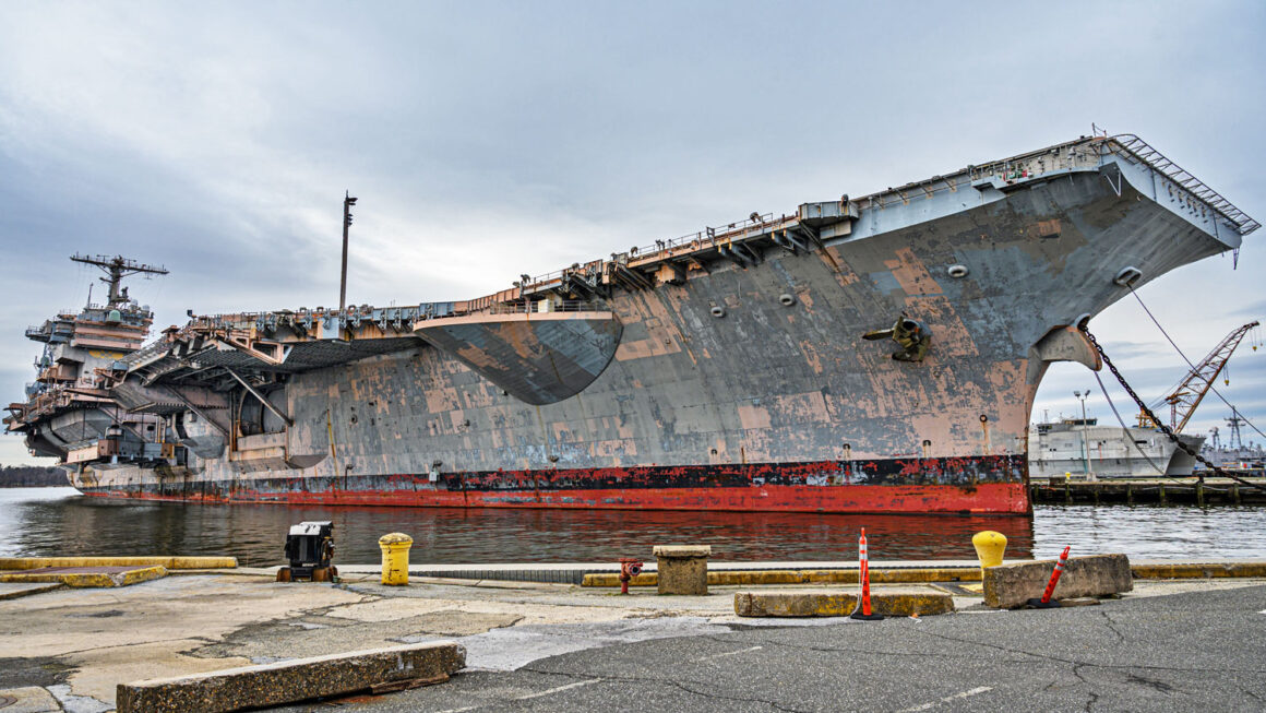 The hull of the former USS John F. Kennedy