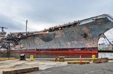 The hull of the former USS John F. Kennedy