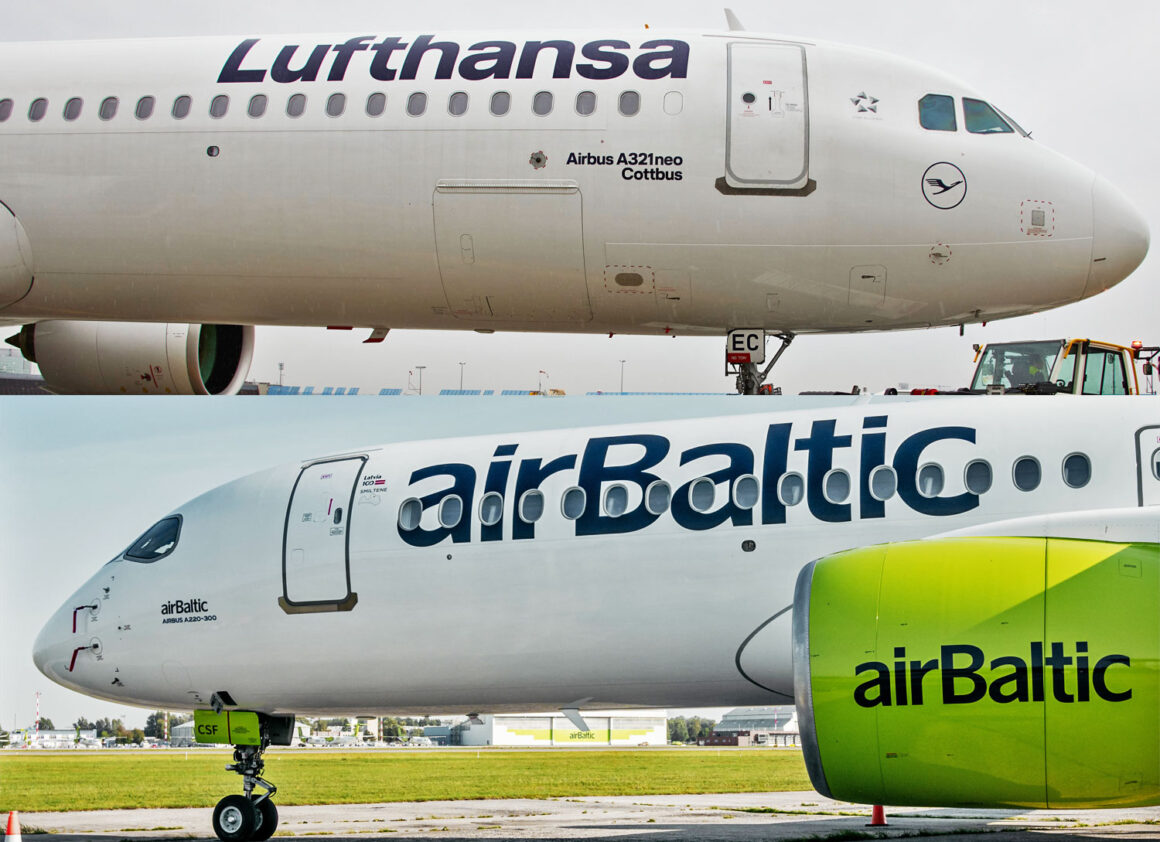 Lufthansa and airBaltic aircraft