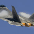 F119 engines of the F-22 fighter with afterburner engaged