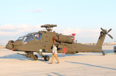 One of the AH-64E Apaches delivered to the British Army